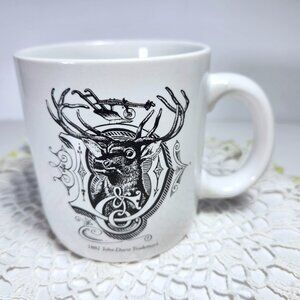 John Deere 1882 Trademark Coffee Mug Cup White with Black Deer Graphic